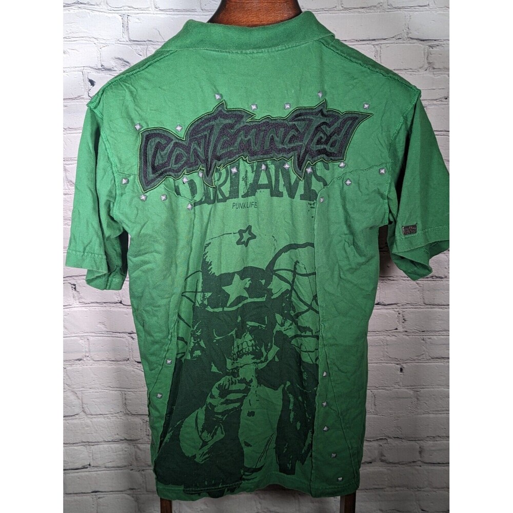 Blac Label American Hardcore Men's XL Green Polo Shirt Skull Uncle Sam Studded